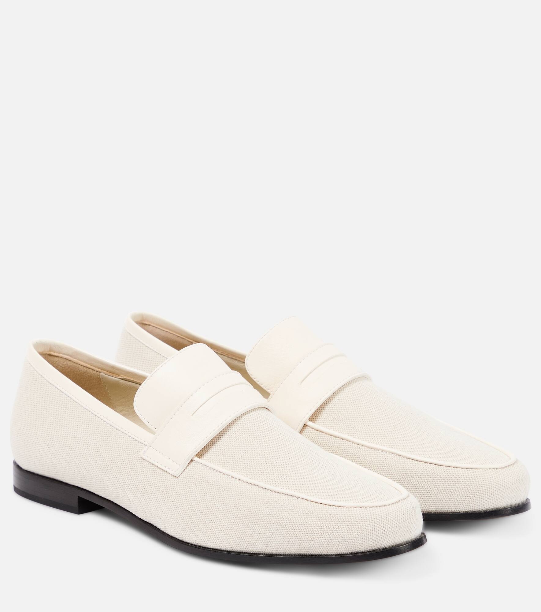 The Canvas leather-trimmed loafers - 1