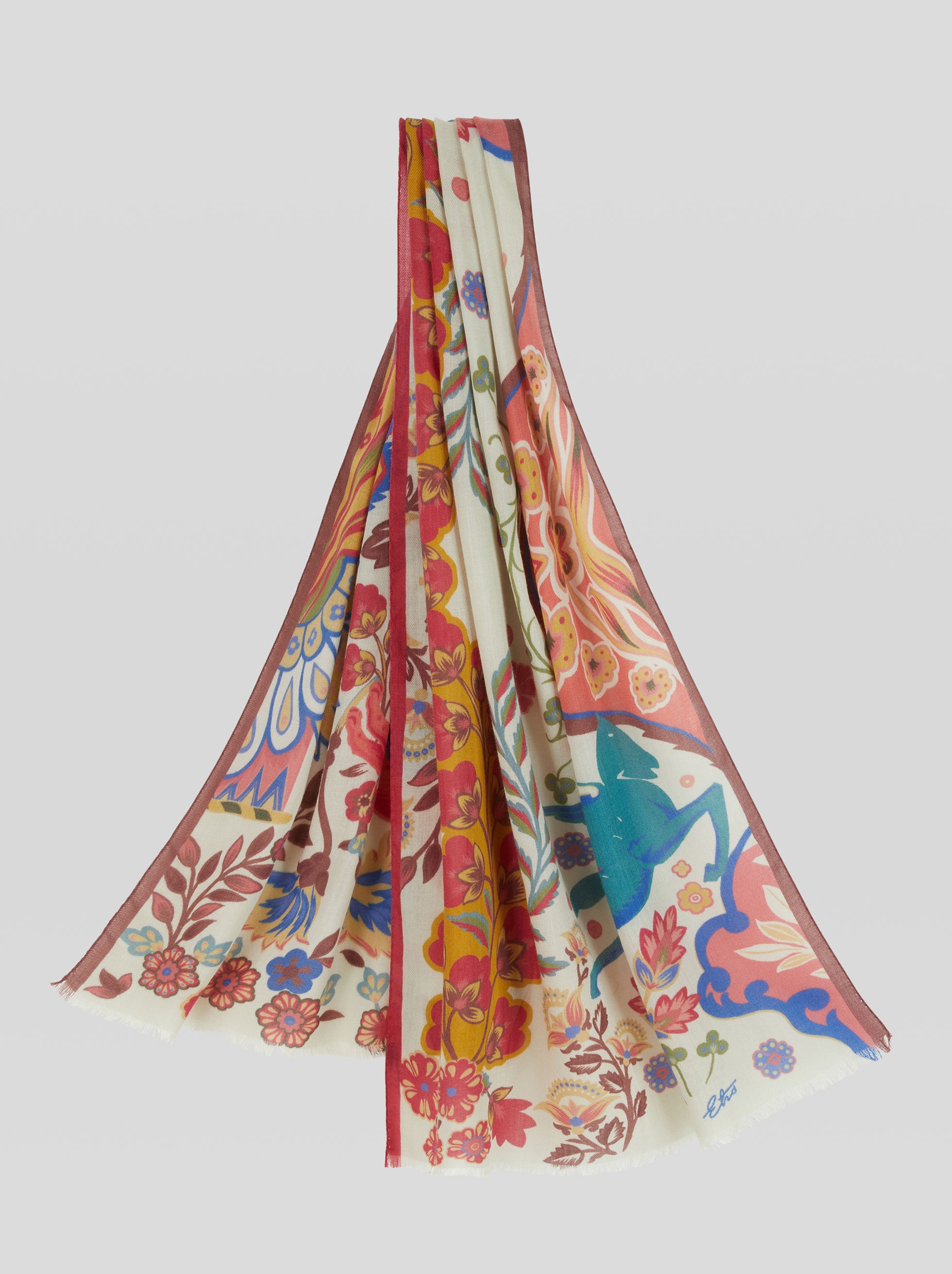 PRINTED WOOL AND SILK SCARF - 1