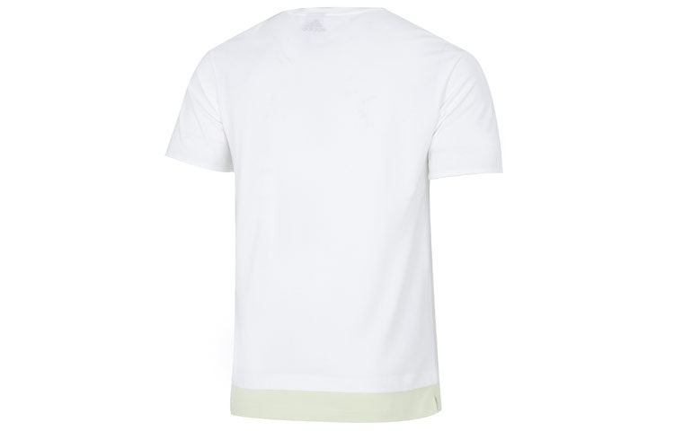 Men's adidas Colorblock Athleisure Casual Sports Short Sleeve White T-Shirt HE9921 - 2