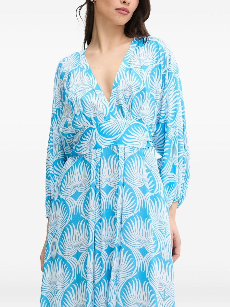 leaf-print pleated maxi dress 1