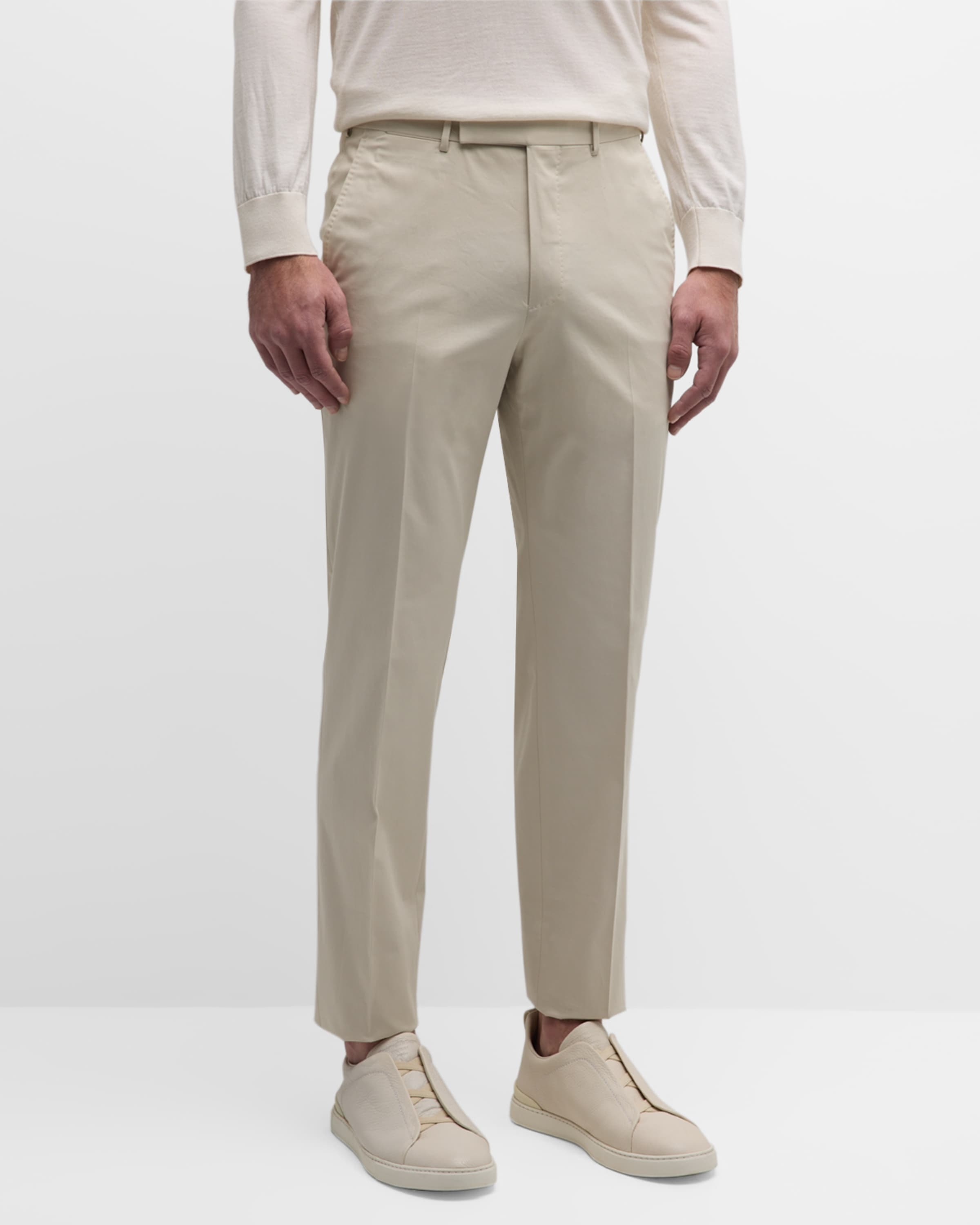 Men's Flat-Front Stretch Cotton Pants - 2