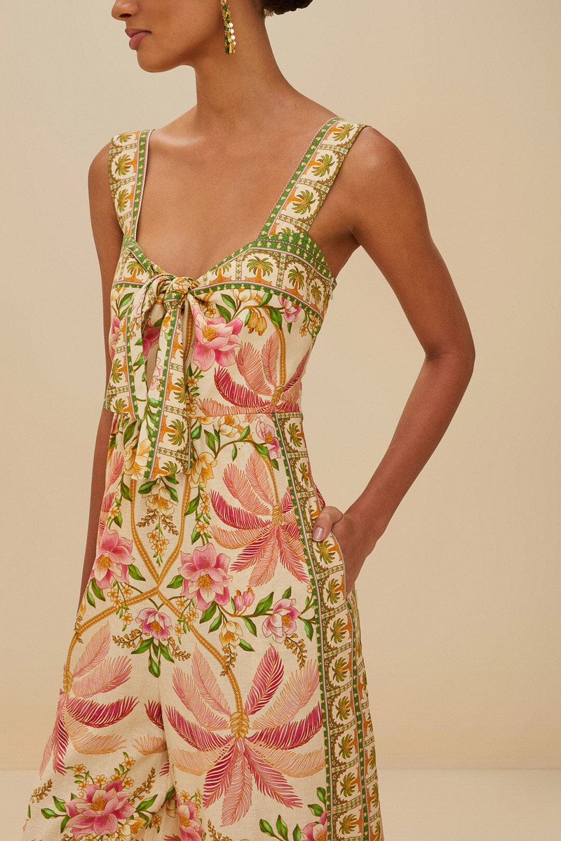 FARM RIO Off-White Palm Dream Lenzing™ Ecovero™ Euroflax™ Jumpsuit outlook