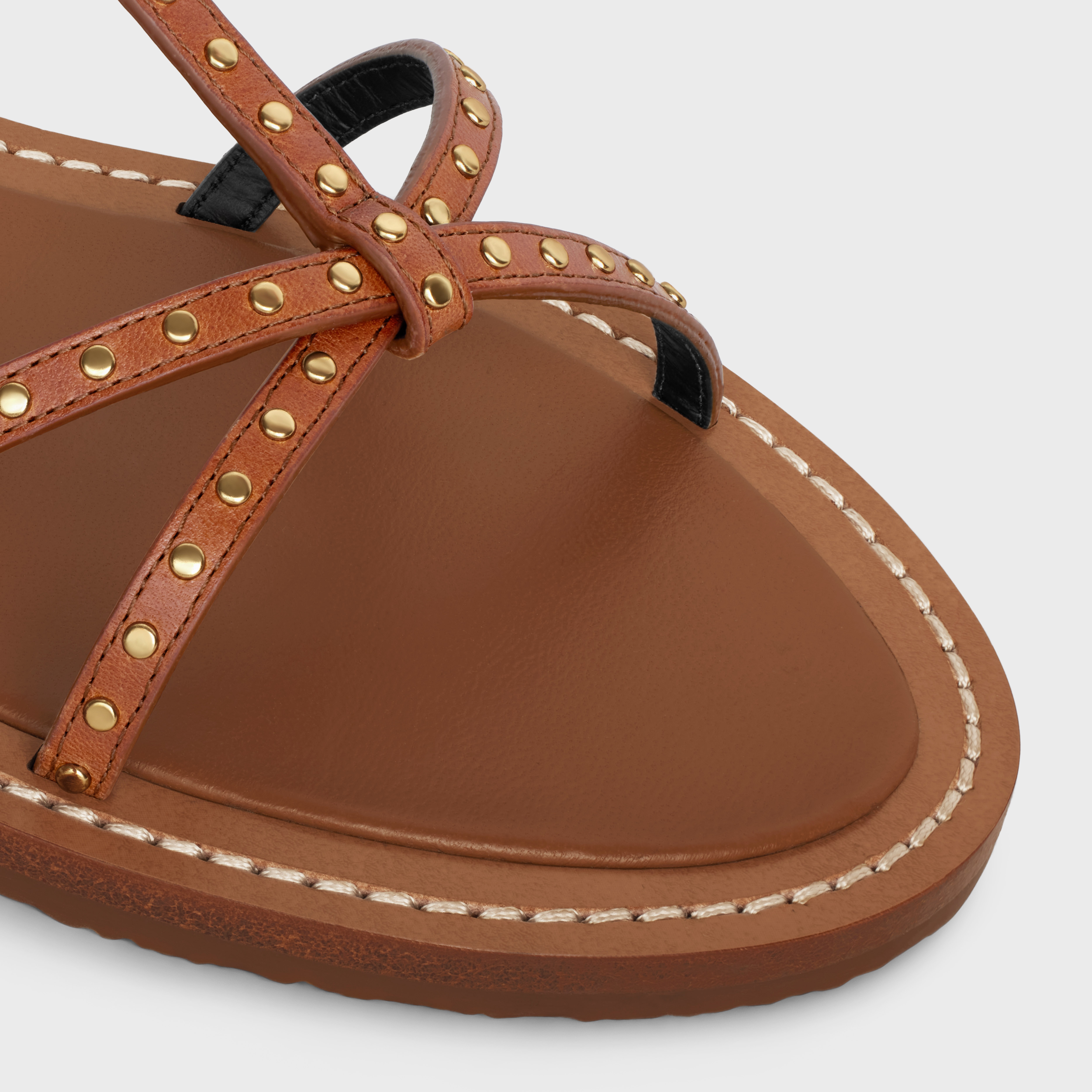 TAILLAT FLAT SANDAL WITH STUDS in CALFSKIN - VEGETAL TANNING & STUDS - 4