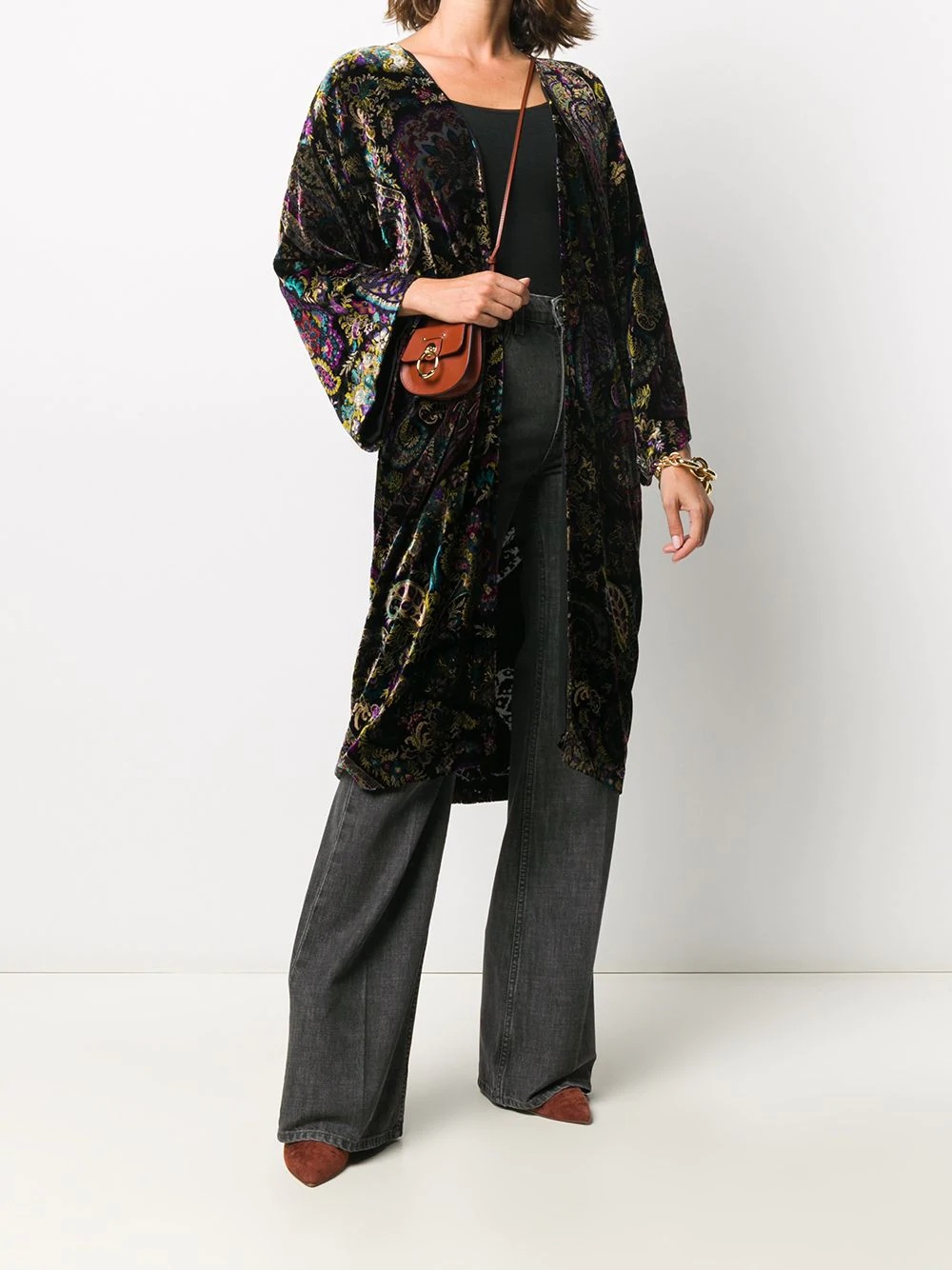 floral paisley print silk single-breasted coat - 2