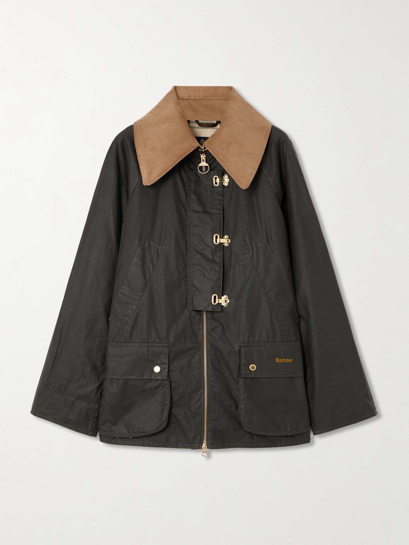 Kelburn corduroy-trimmed waxed-cotton jacket - 1