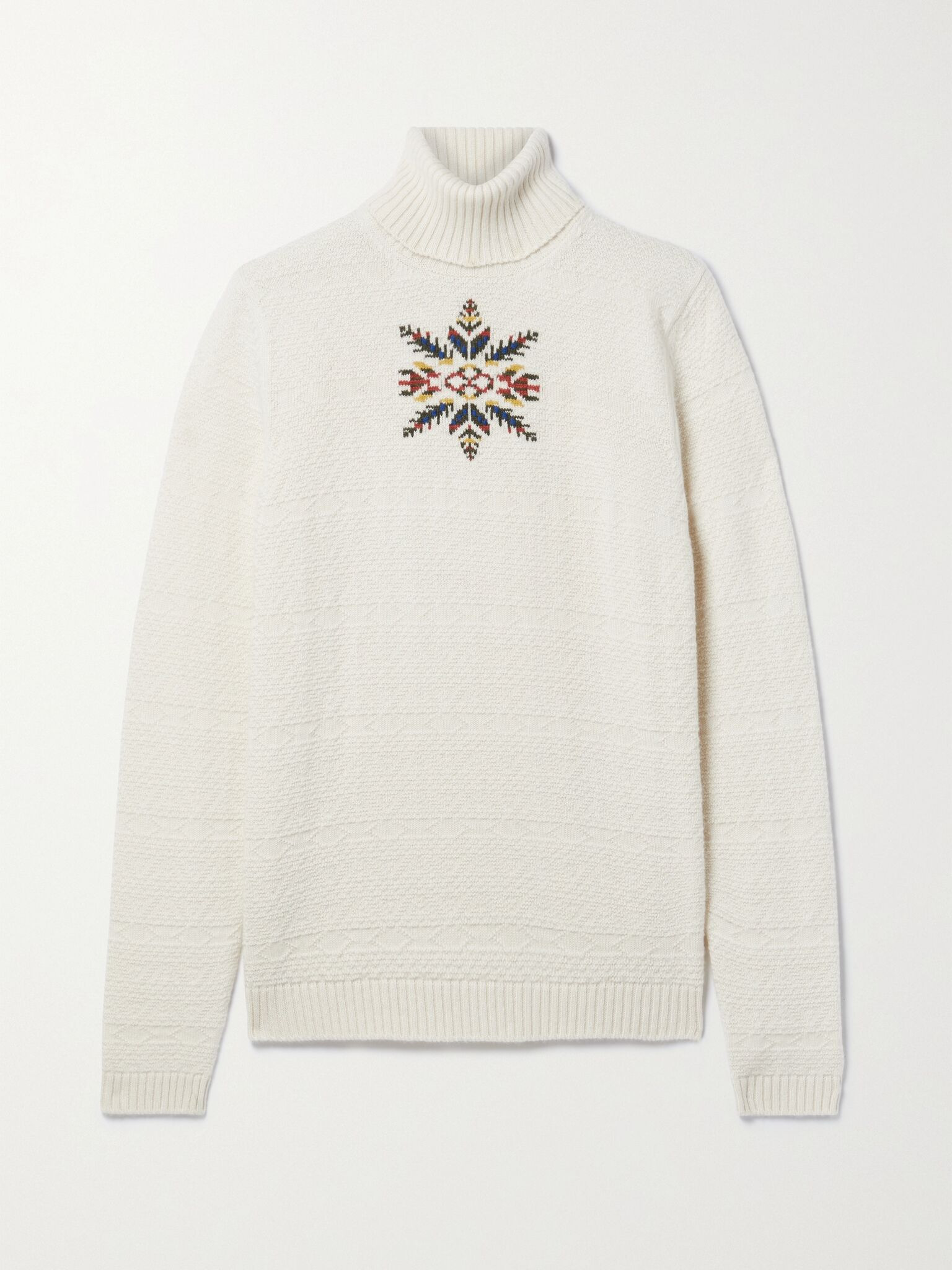 Dolcevita Bernina jacquard-knit cashmere turtleneck sweater White - 1