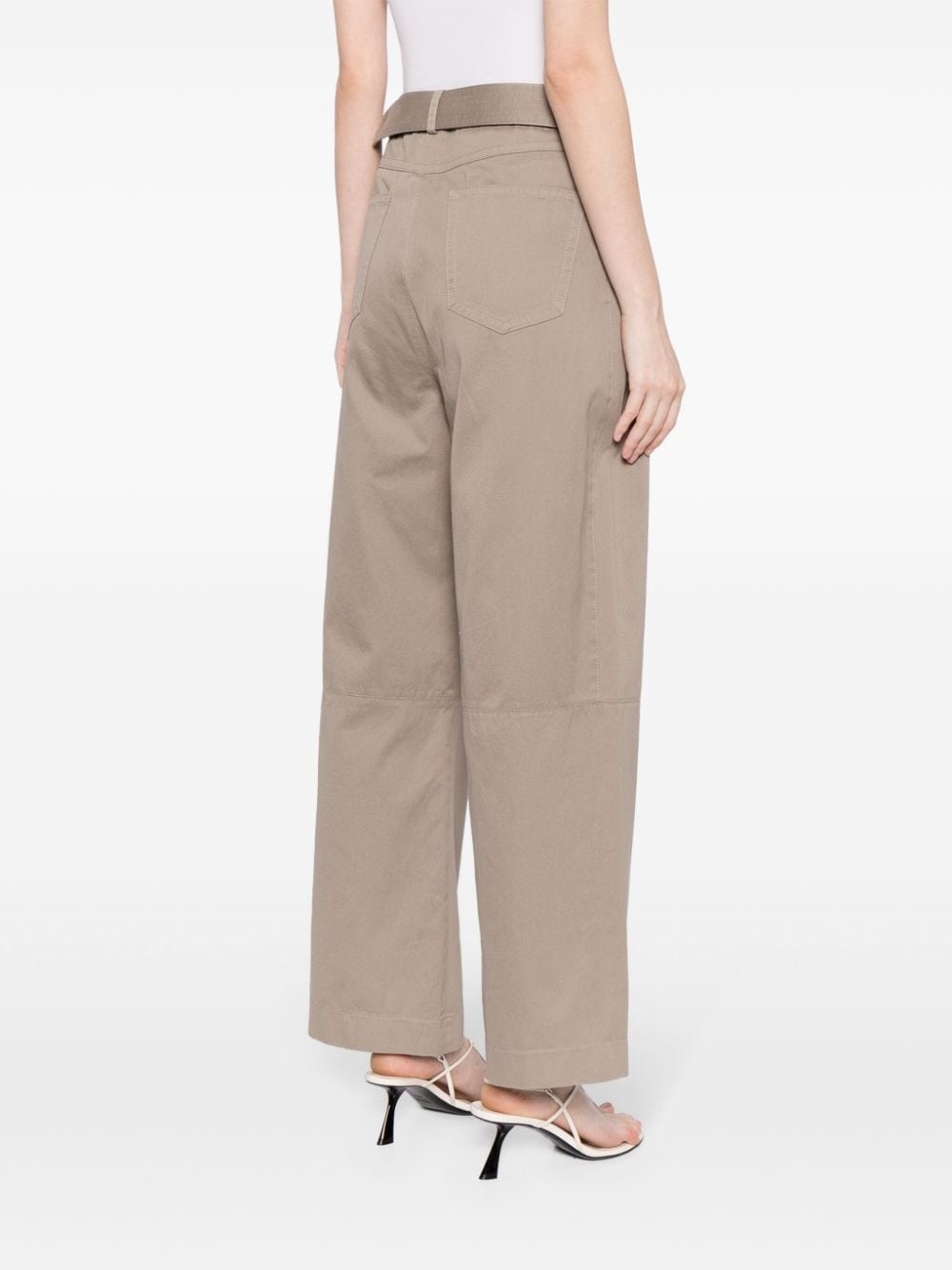 high-waisted cotton trousers - 4