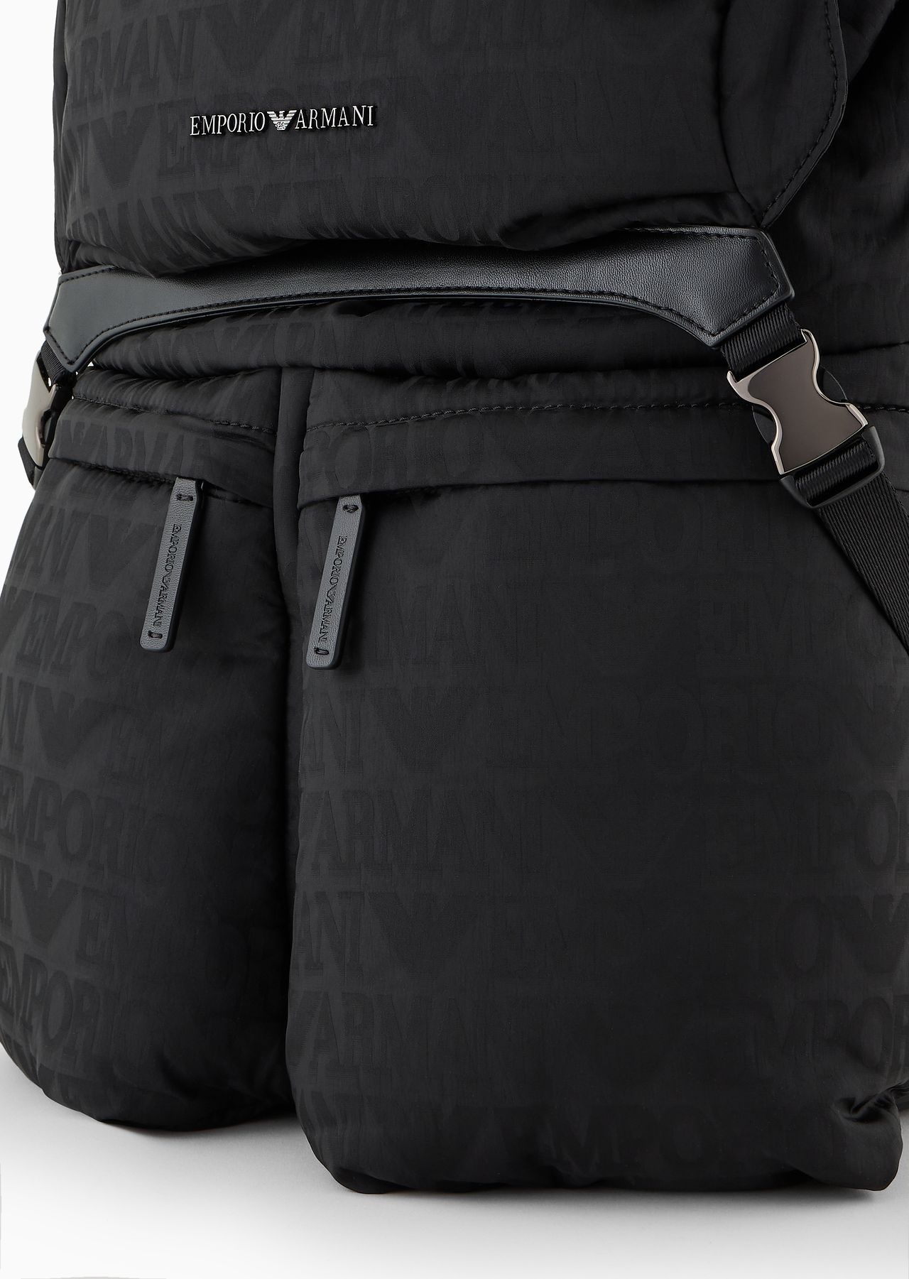 Nylon backpack with all-over, jacquard logo lettering - 5