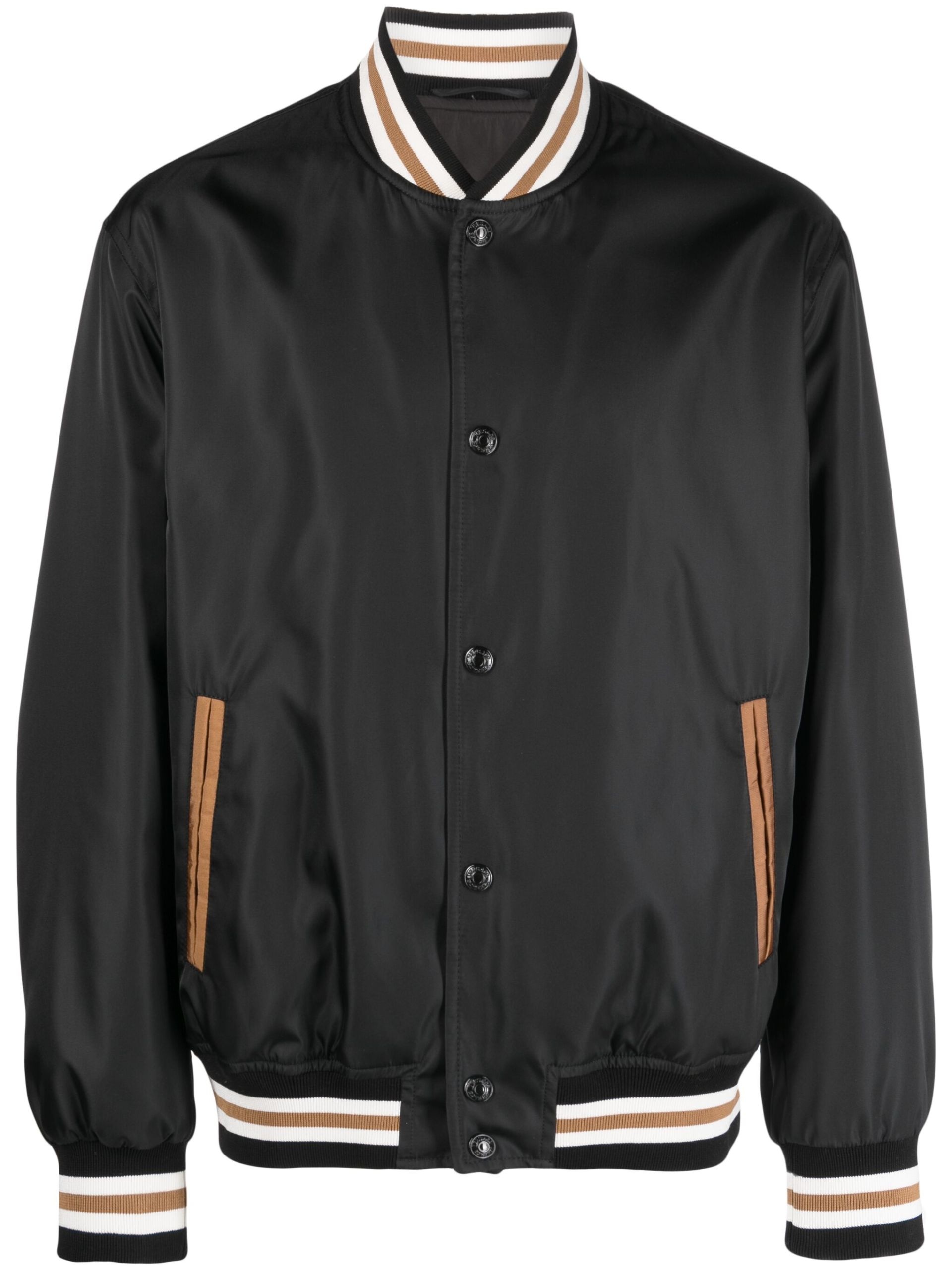 Black Embroidered Bomber Jacket - 1