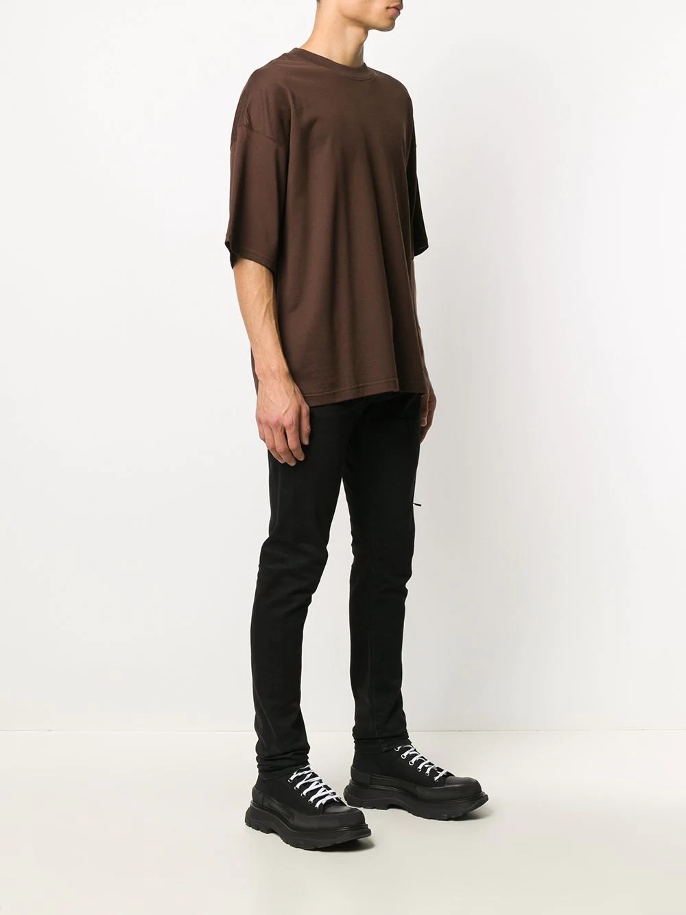 brown graphic-print t-shirt - 4