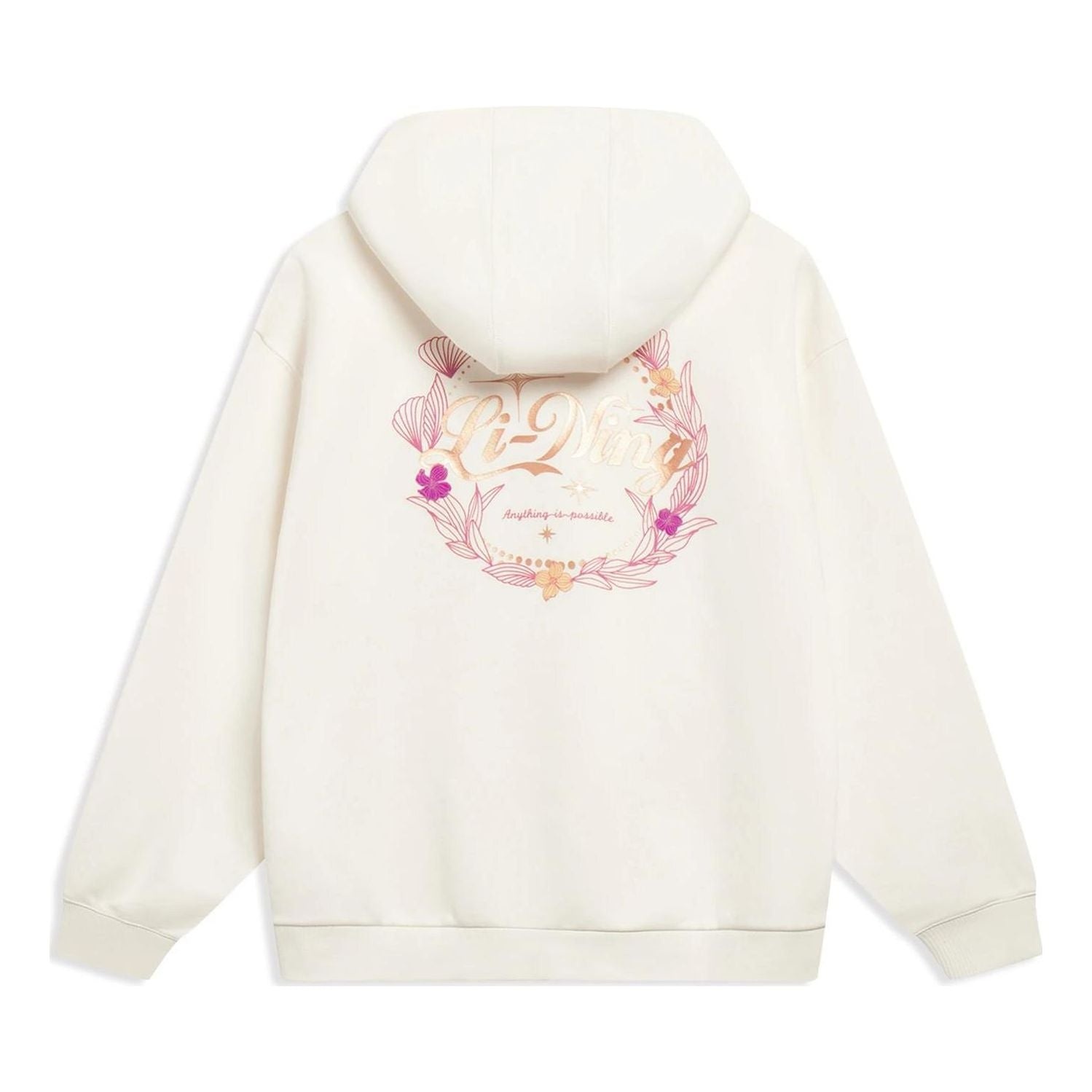 (WMNS) Li-Ning Anything Is Possible Floral Graphic Hoodie 'Beige' AWDT016-1 - 2