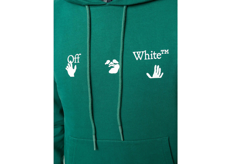 Off-White OFF-WHITE Slim Fit Big Logo Hoodie Dark Green/White outlook