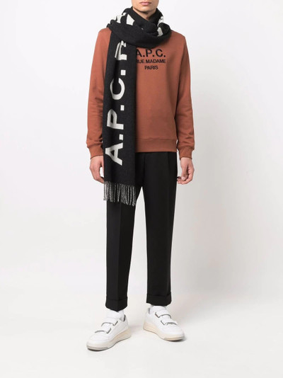 A.P.C. intarsia logo fringed scarf outlook