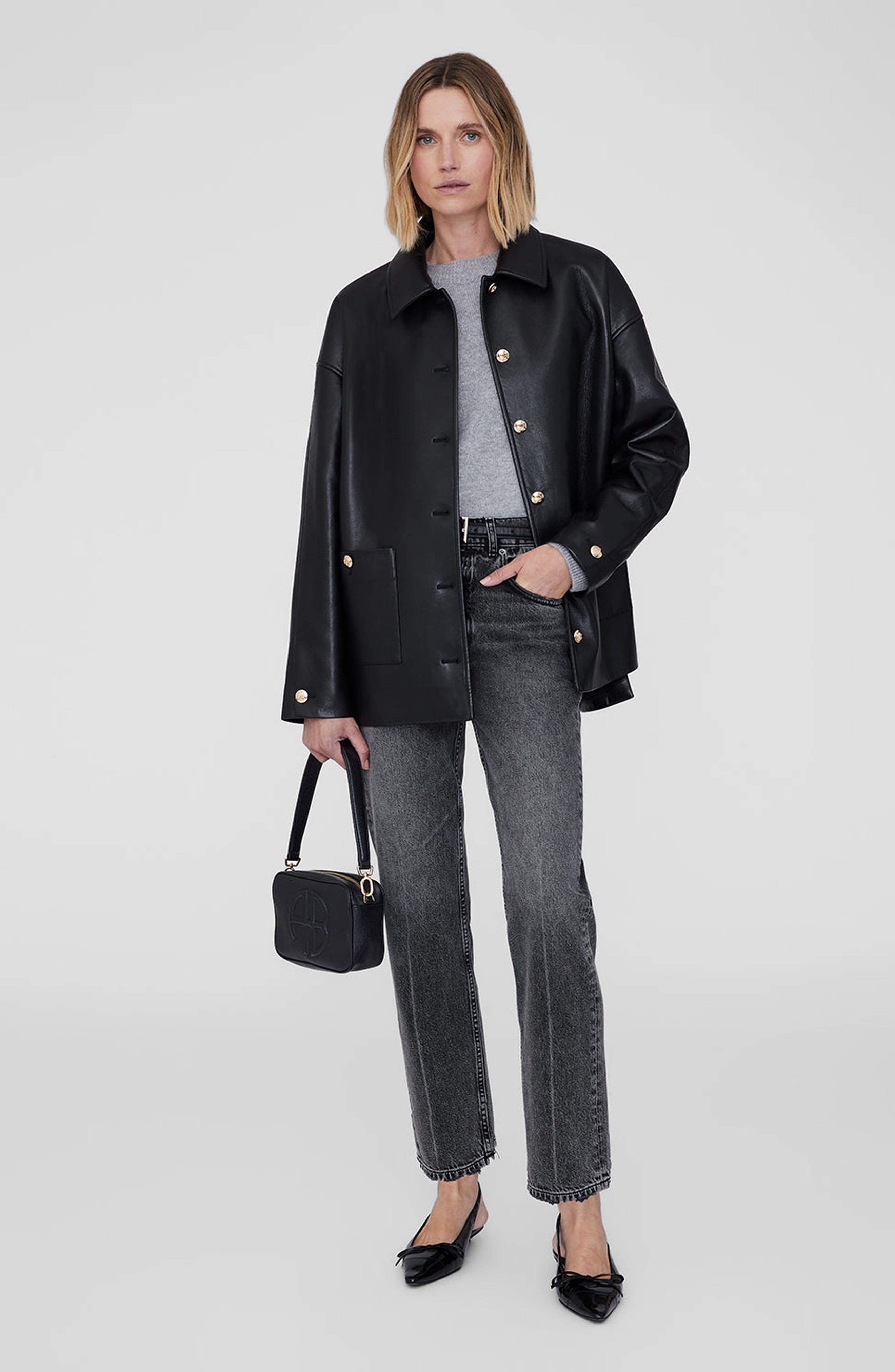 ANINE BING Lili Bag in Black Pebbled at Nordstrom - 6