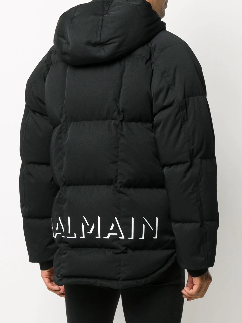 logo-print hooded puffer coat - 4