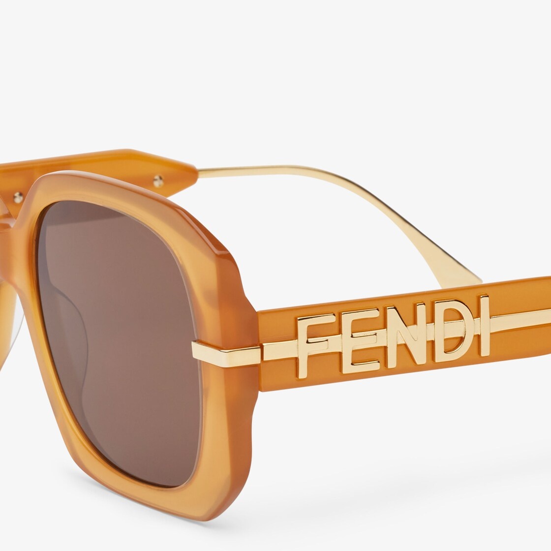 Oversized square Fendigraphy sunglasses in brown acetate, inspired by the Hobo bag. Temples with in- - 3