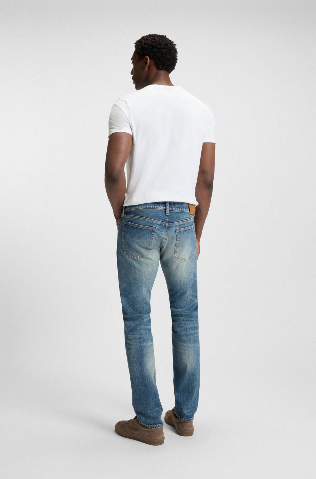 BECKHAM X BOSS SLIM-FIT JEANS IN VINTAGE-WASH DENIM - 4
