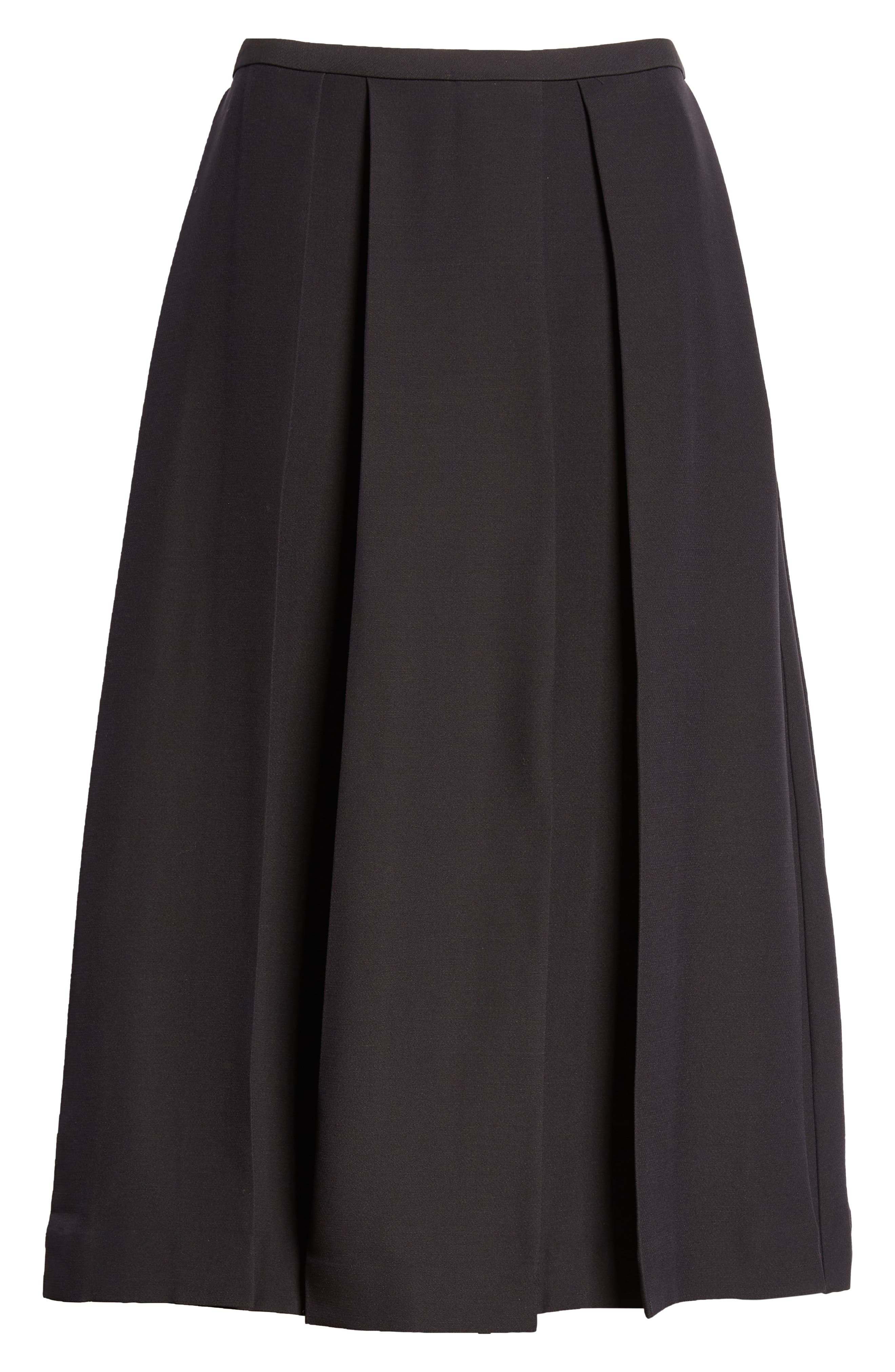TOTEME Twinflower Pleated Wool & Silk Midi Skirt in Black at Nordstrom - 6