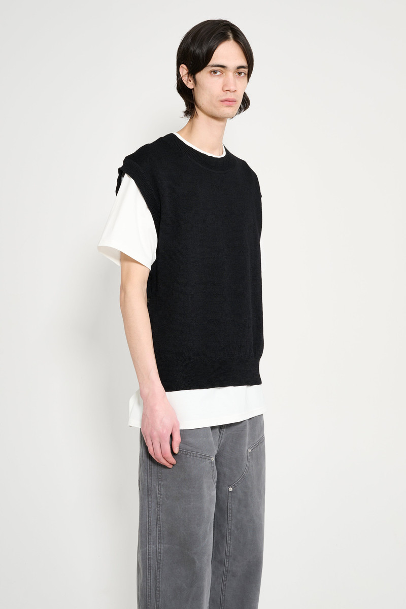 MARGARET HOWELL MARGARET HOWELL MHL BLOCK STRIPE SLIPOVER DRY WOOL BLACK / OLIVE outlook