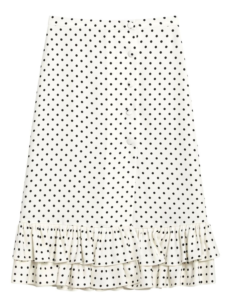 Polka-Dot Ruffled 짠 미디 스커트 1