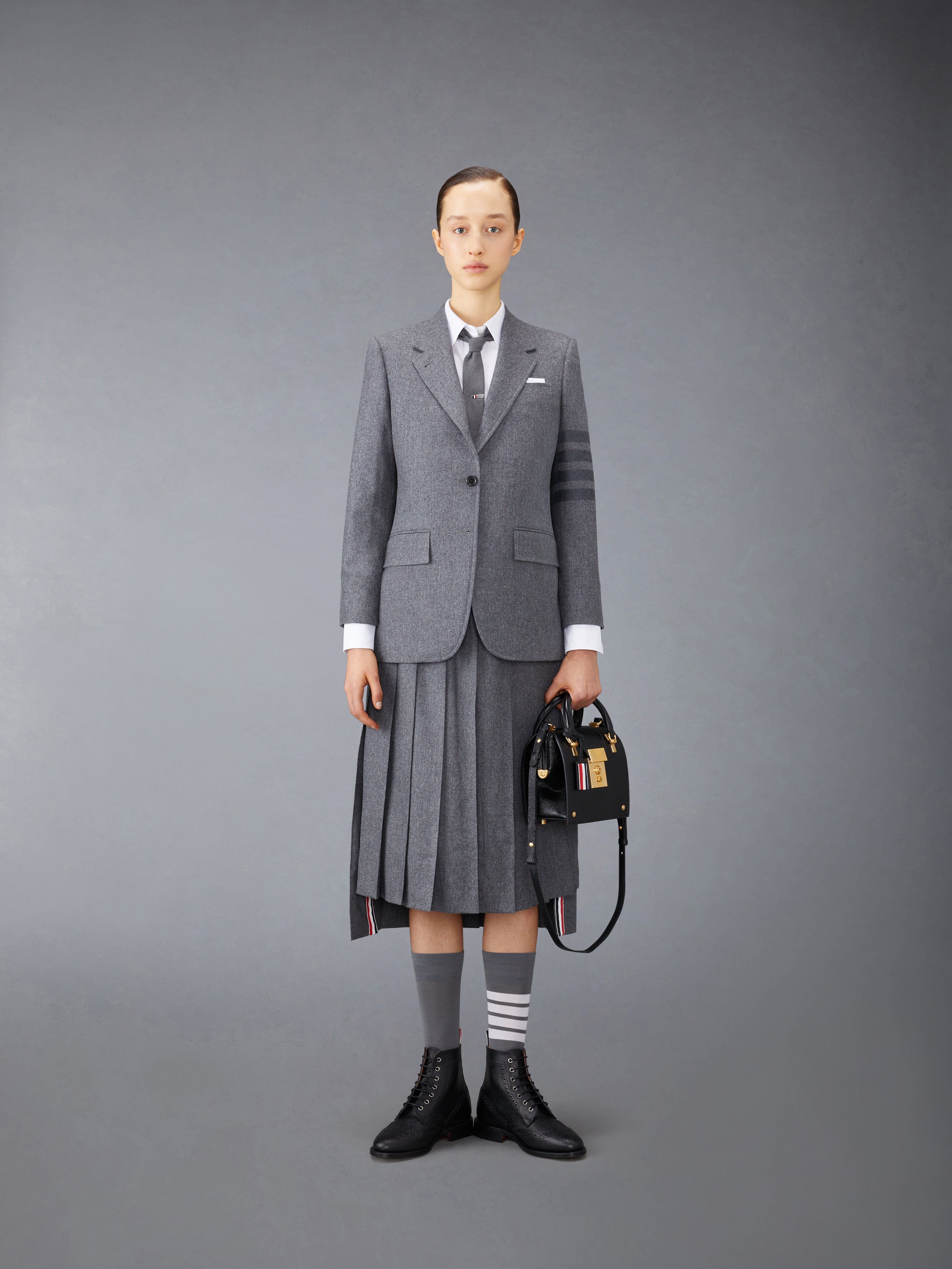 FLANNEL 4-BAR MIDI PLEATED SKIRT - 4