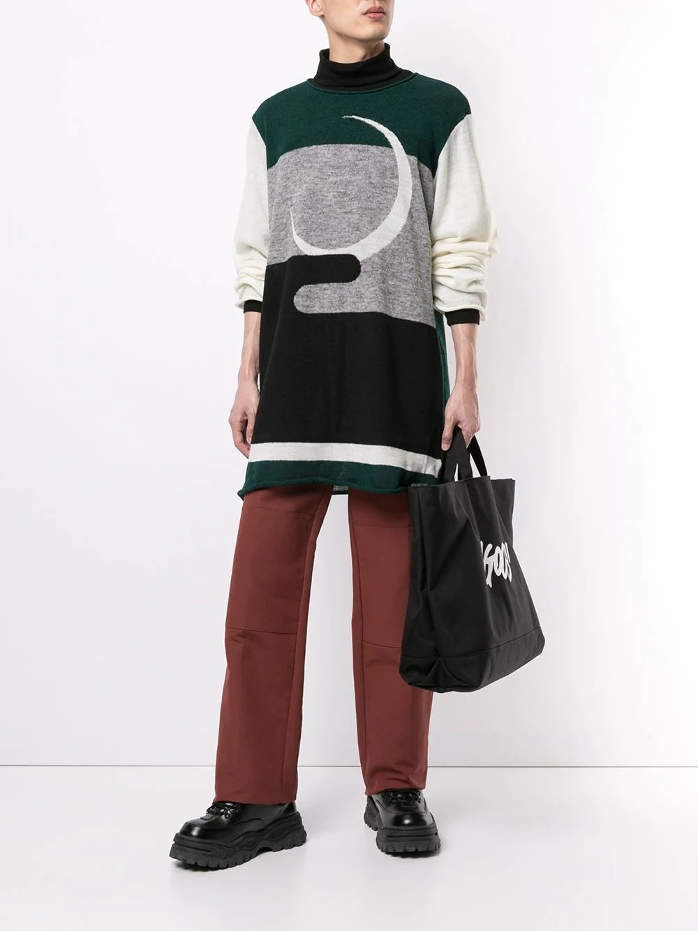 colour-block roll neck jumper - 2