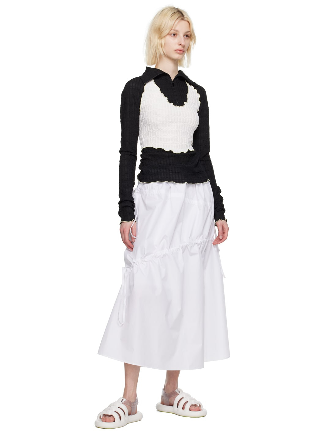 White Drawstring Maxi Skirt - 4