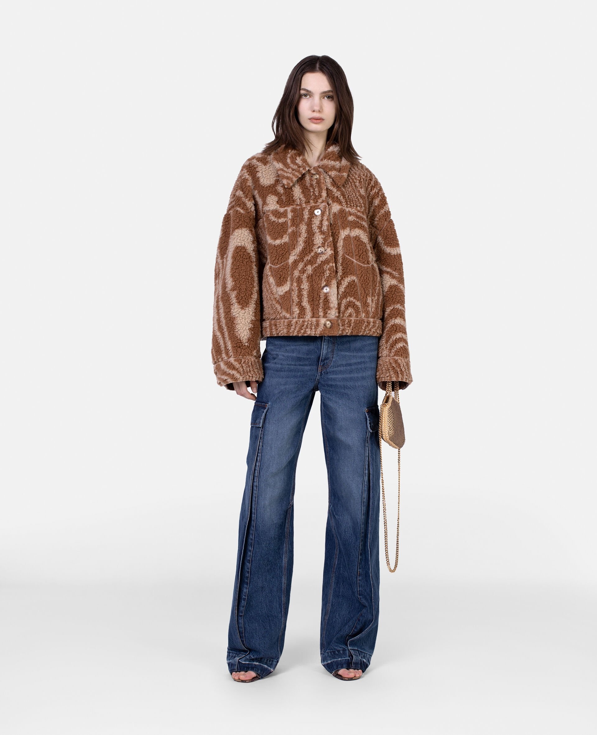 Woodgrain Print Teddy Jacket - 2