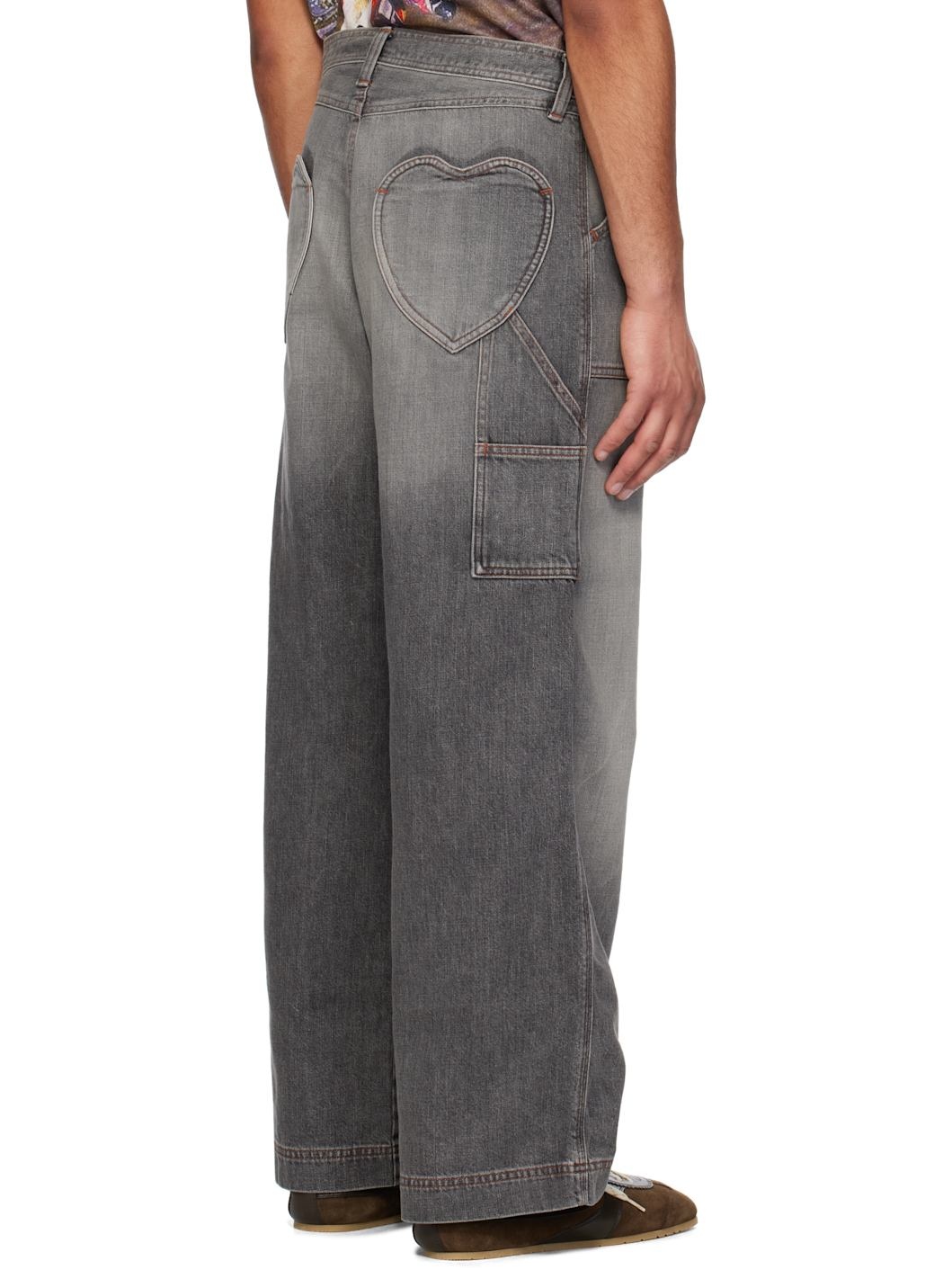 Gray Faded Painter Jeans - 3