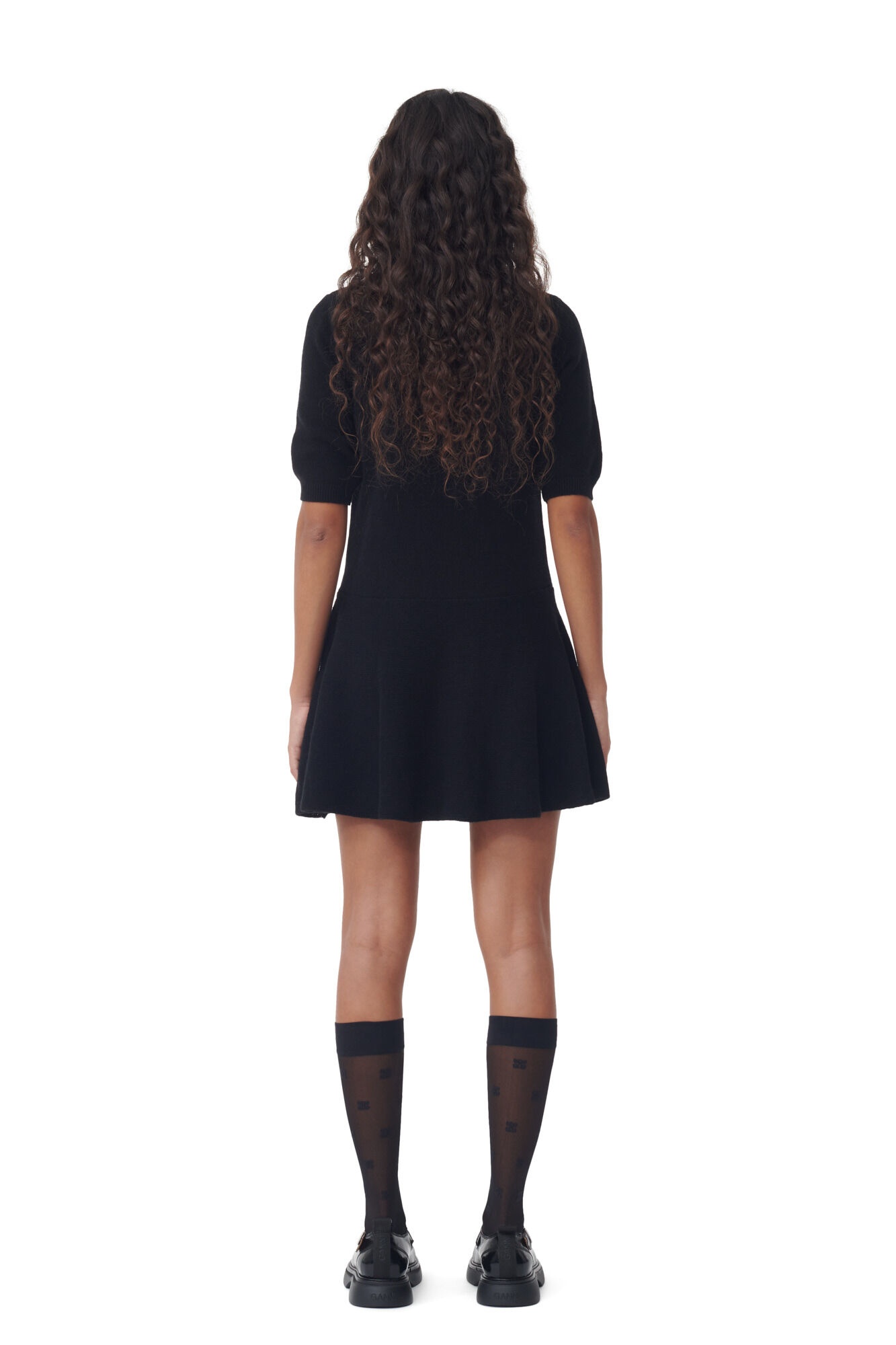 BLACK LOGO WOOL MIX MINI DRESS - 5