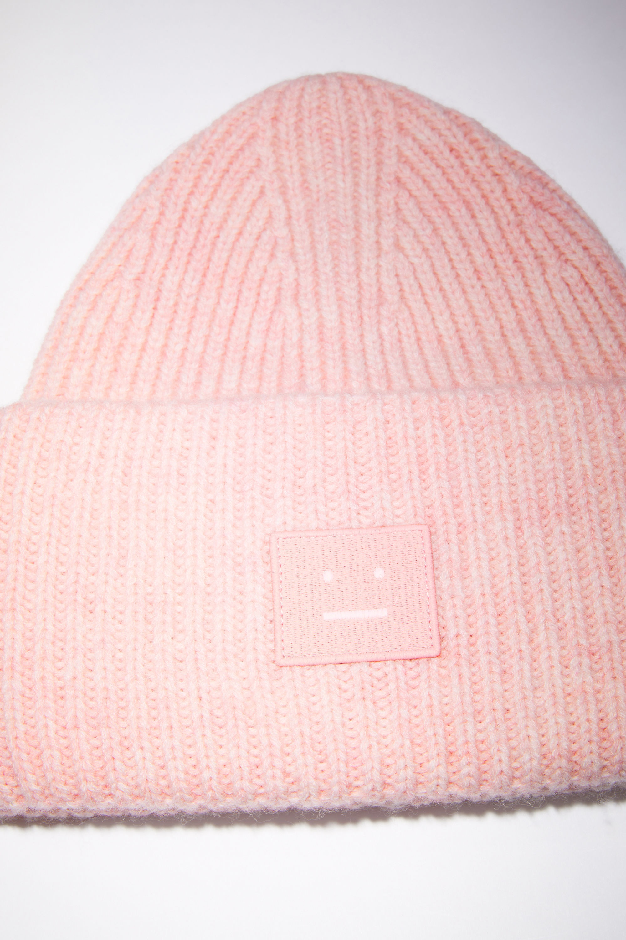 Ribbed knit beanie hat - Faded pink melange - 4