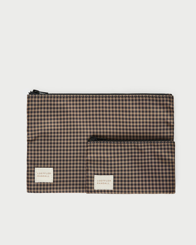 Tracy Brown/Black Check Pouch Set 1