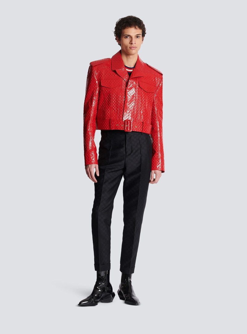 Balmain Patent leather mini monogram jacket outlook