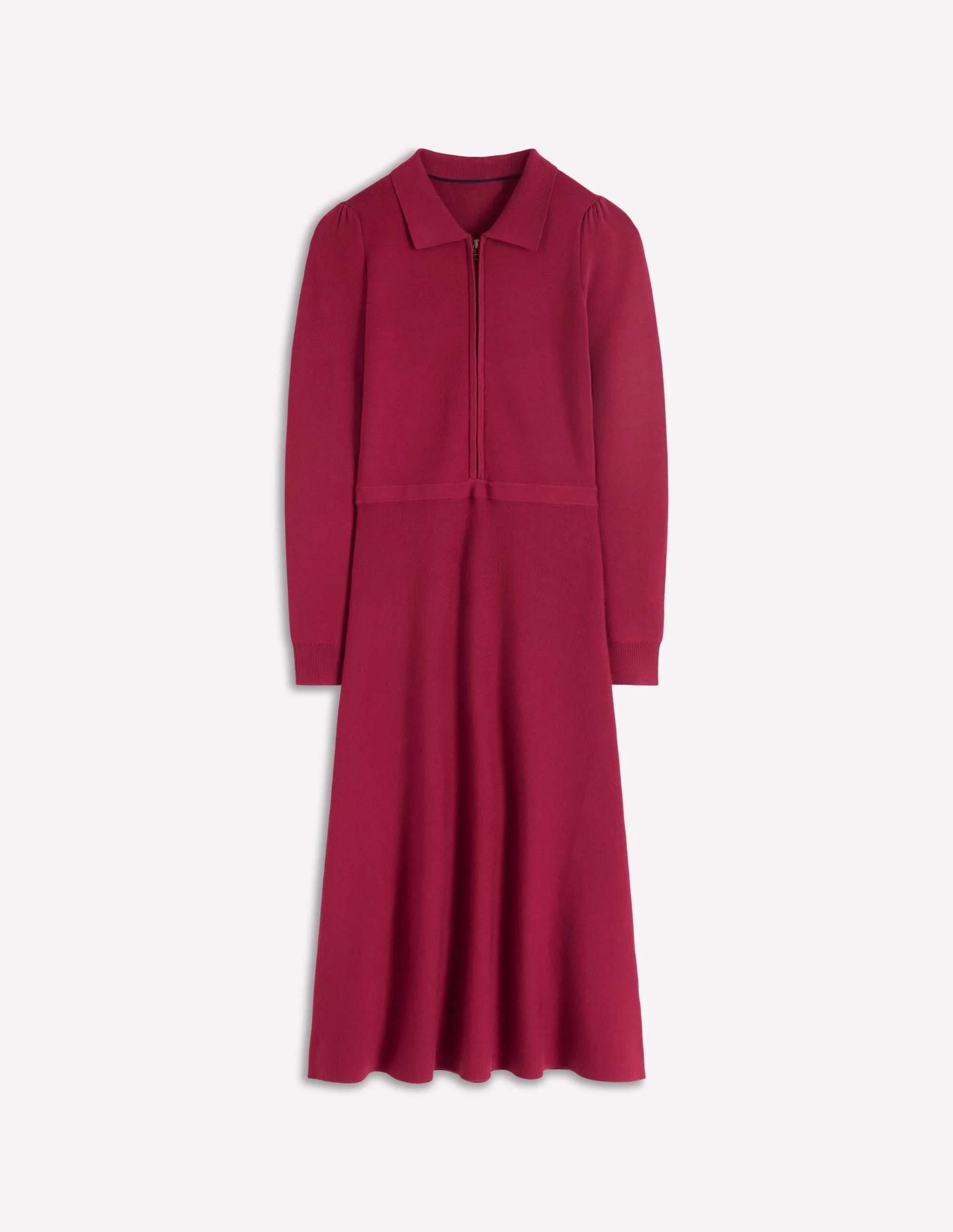 Fiona Zip Front Knitted Dress-Ruby Red - 1