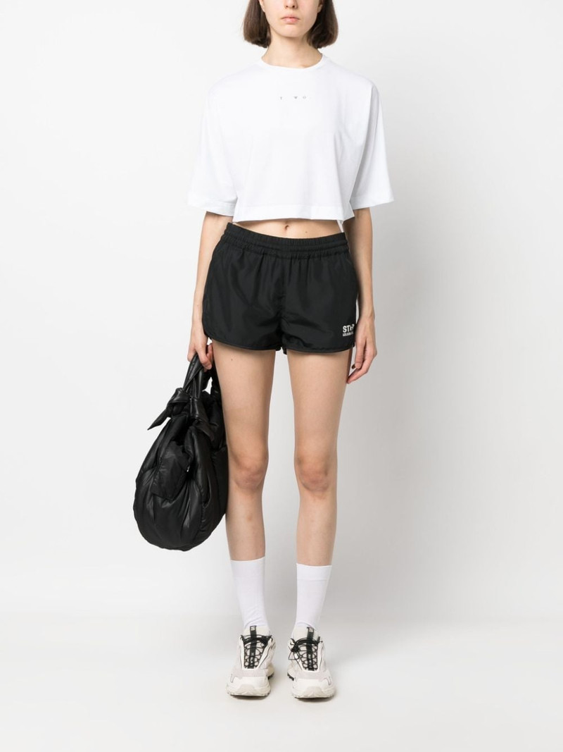 Golden Goose logo-print mini shorts outlook