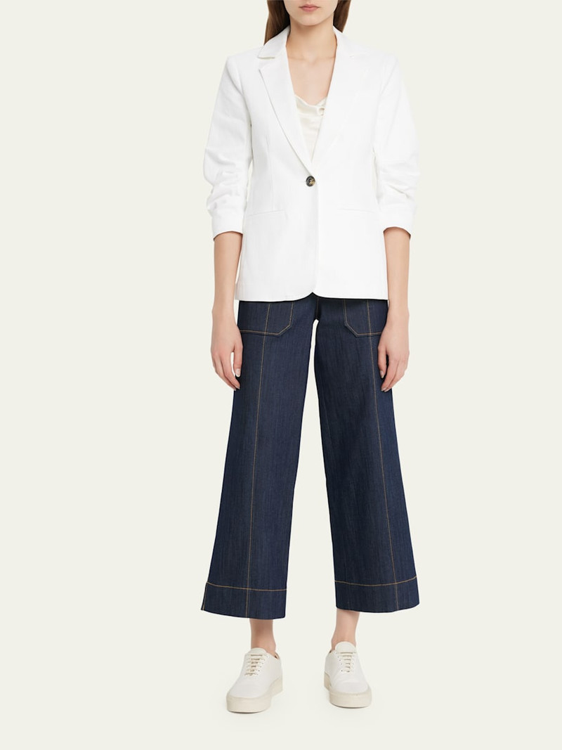 Cinq à Sept Khloe 3/4-Sleeve White Denim Blazer outlook
