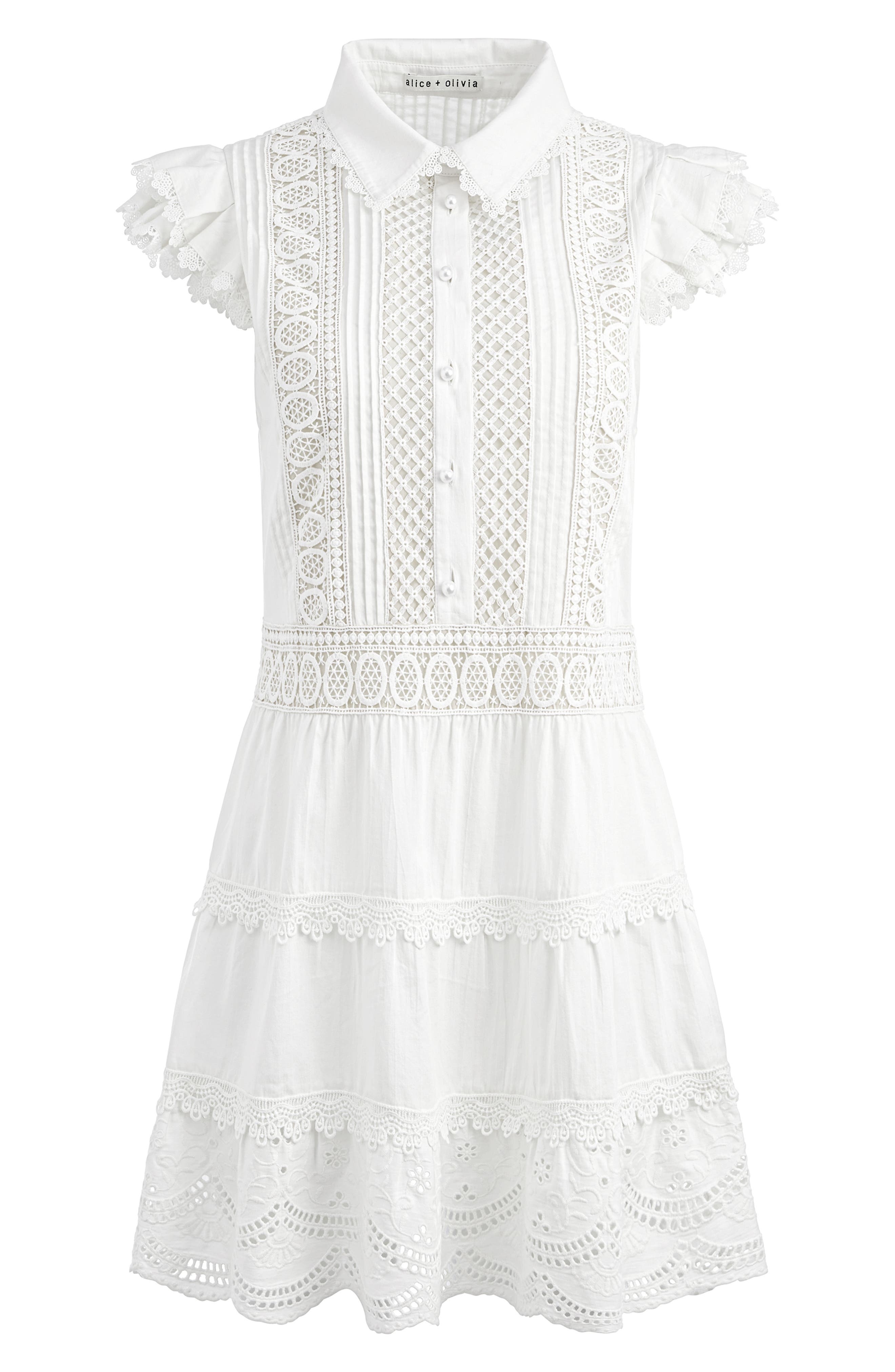 Meeko Embroidered Eyelet & Lace Trim Cotton Minidress - 5