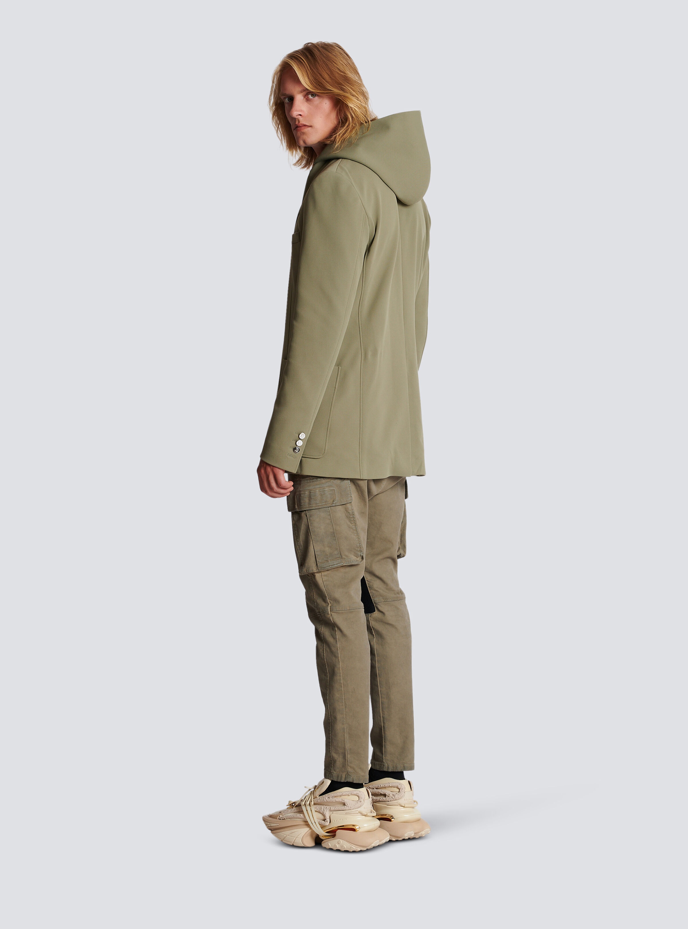 Asymmetrical cotton jacket with hood - 4