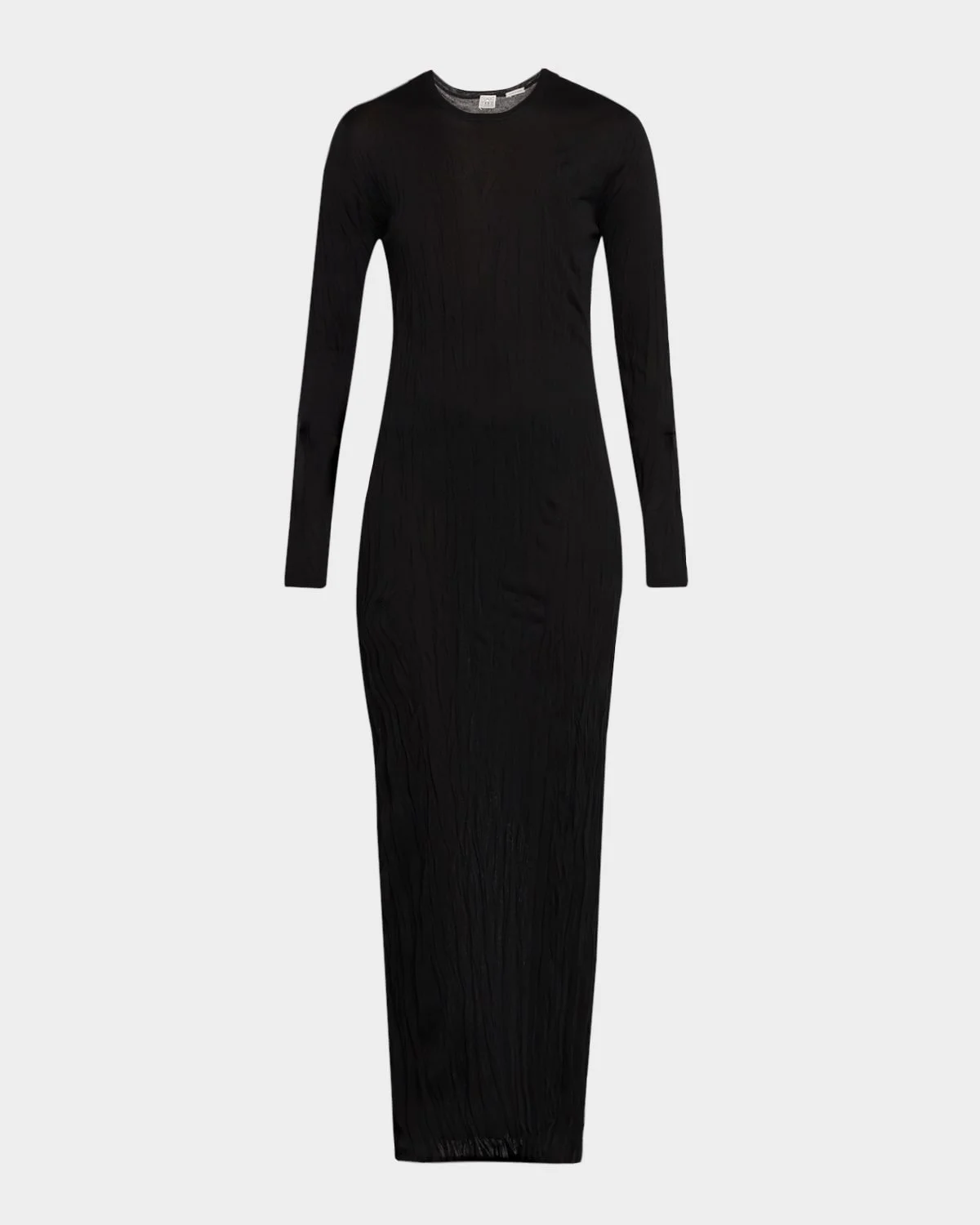 Long-Sleeve Crinkle Knit Maxi Column Dress - 1