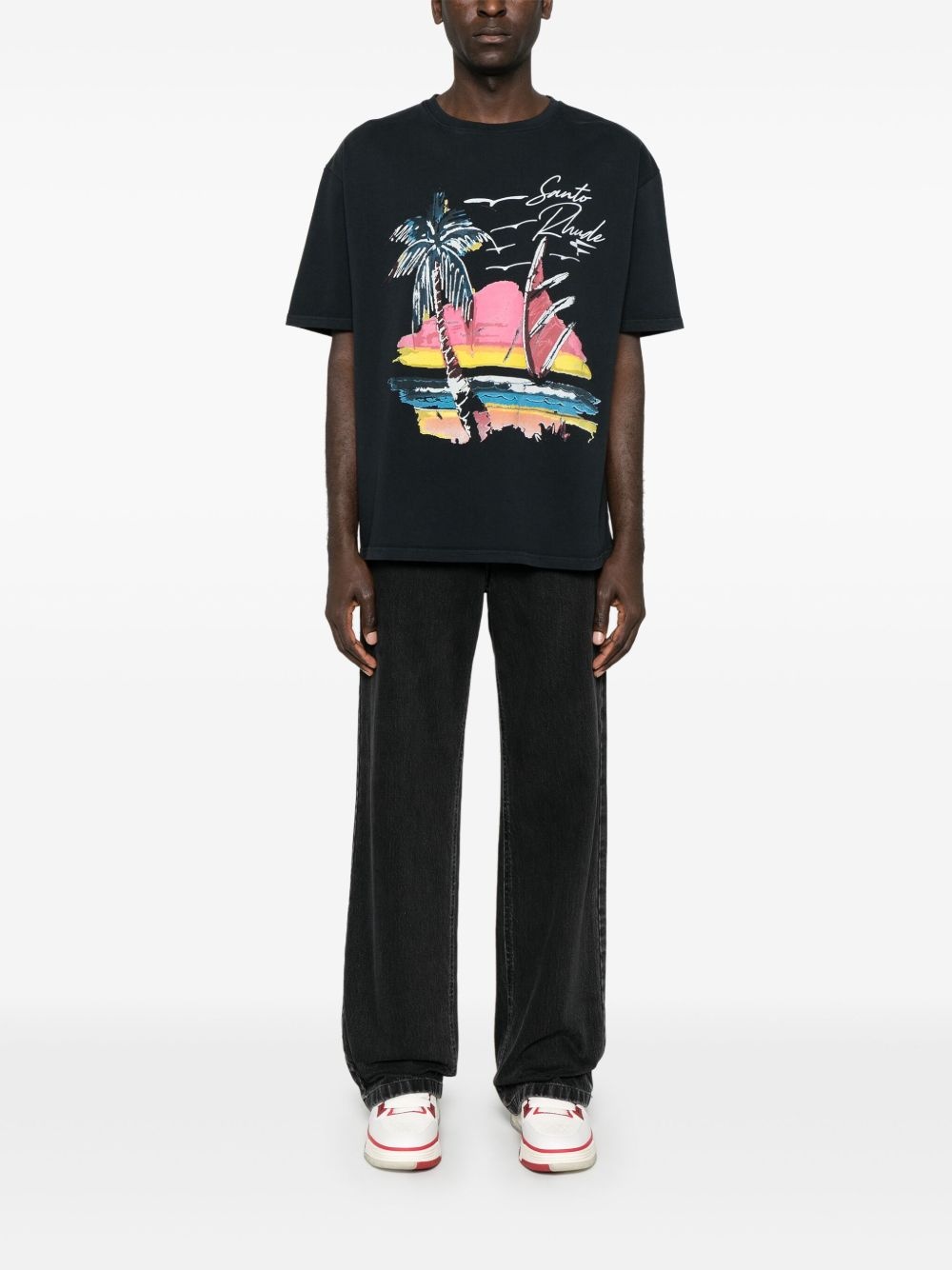 beach-print T-shirt - 2