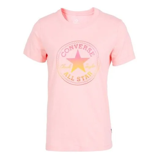 (WMNS) Converse Alphabet Pattern Printing Round Neck Short Sleeve Pink 10017088-A03 - 1