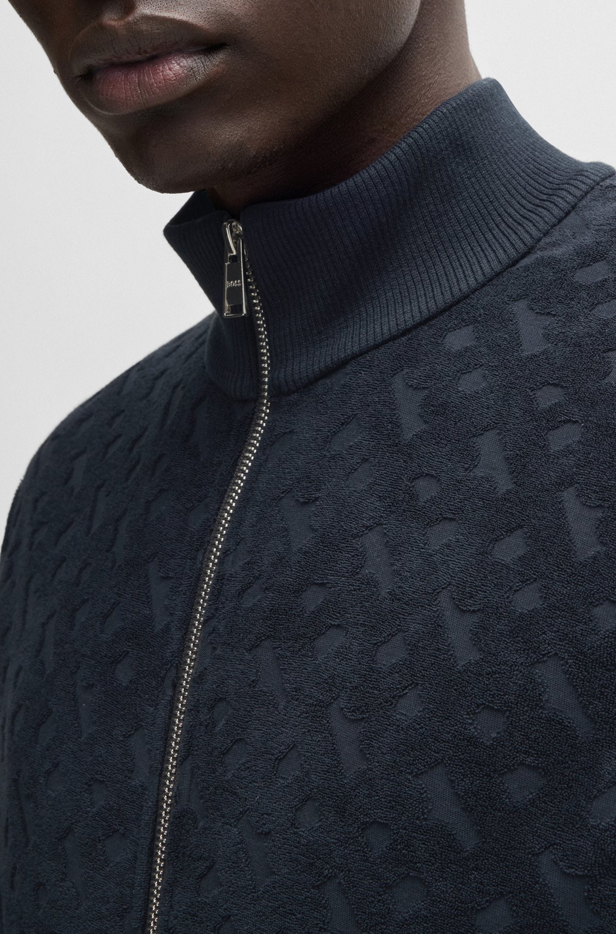 ZIP-UP SWEATSHIRT IN COTTON WITH TONAL MONOGRAMS - 3