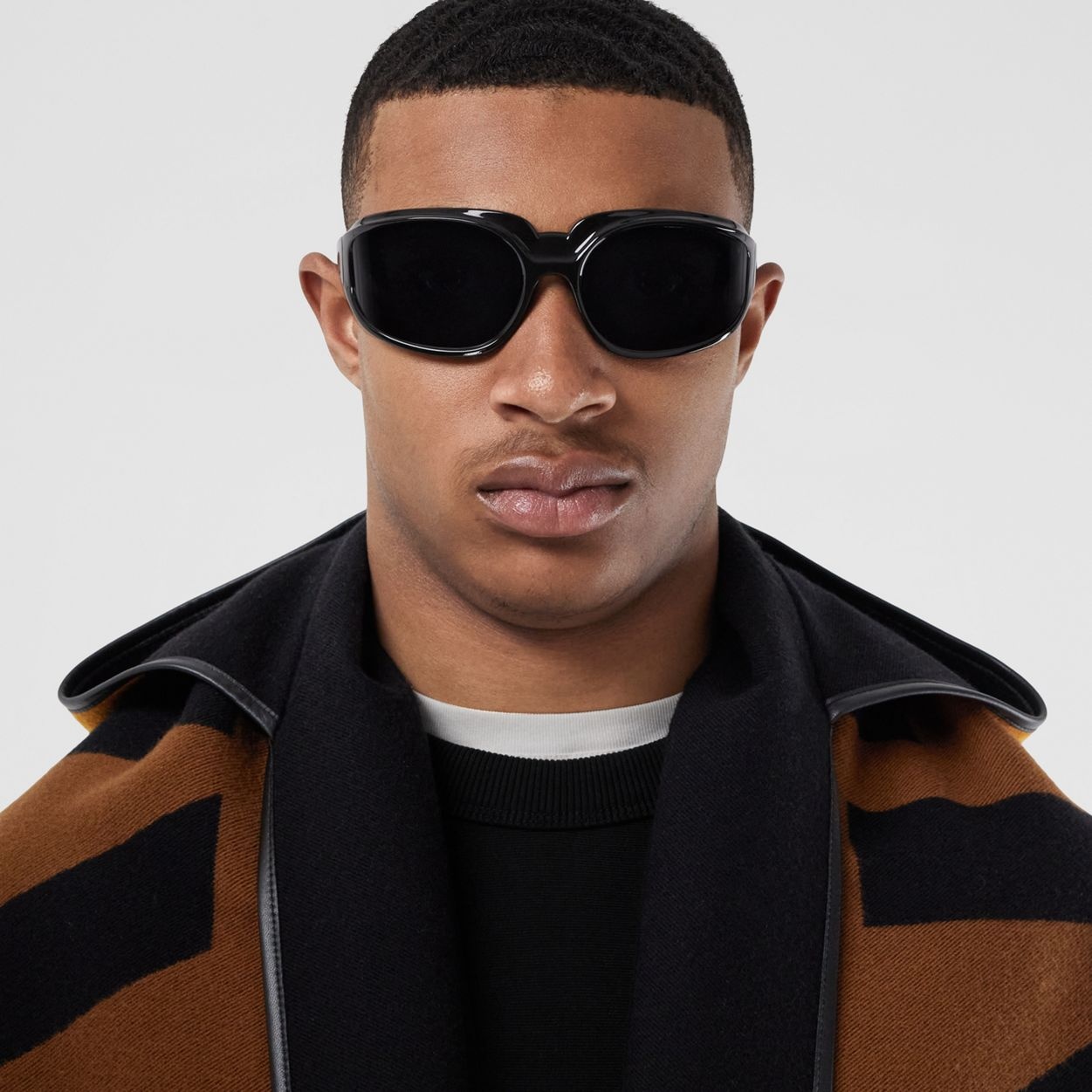 Logo Wool Cotton Jacquard Hooded Cape - 3