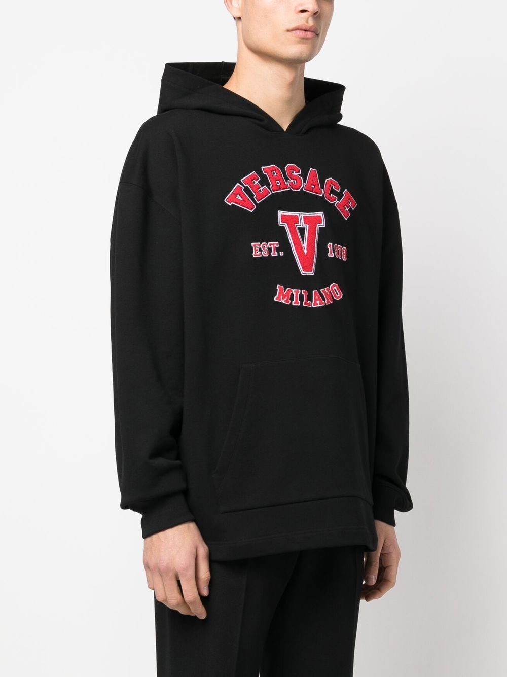 logo-patch cotton hoodie - 3