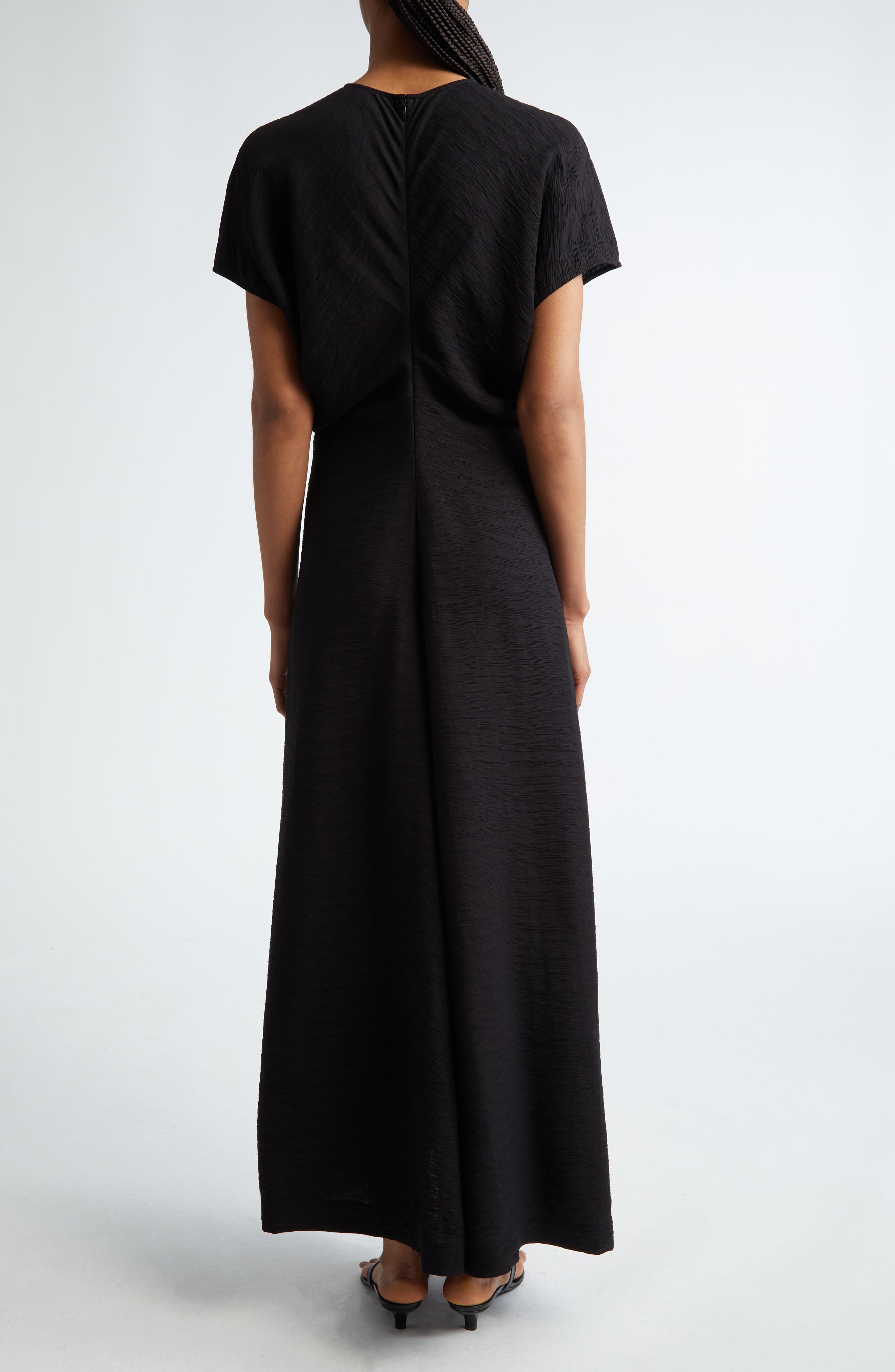 TOTEME Crinkle Texture Knit Maxi Dress in Black at Nordstrom - 2