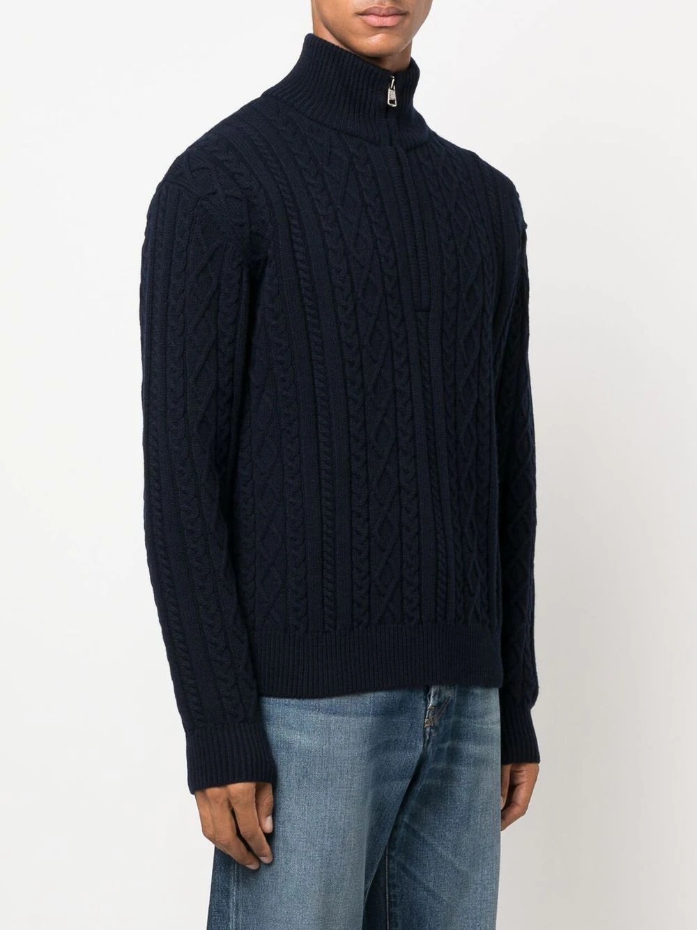 cable-knit half-zip jumper - 3