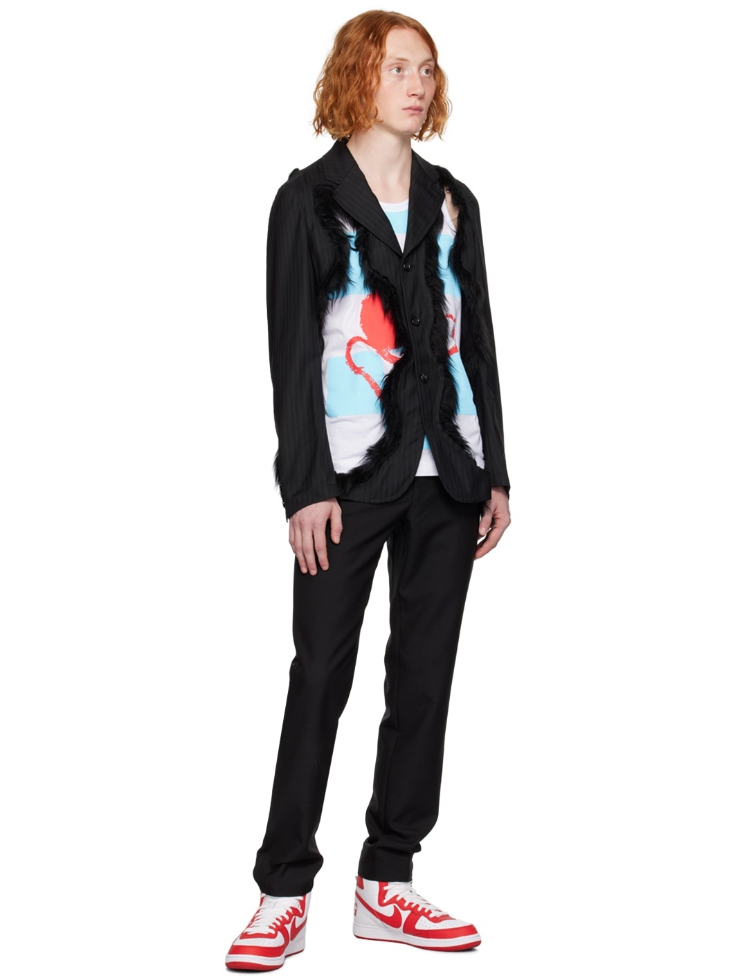 Black Cutout Faux-Fur Blazer - 4