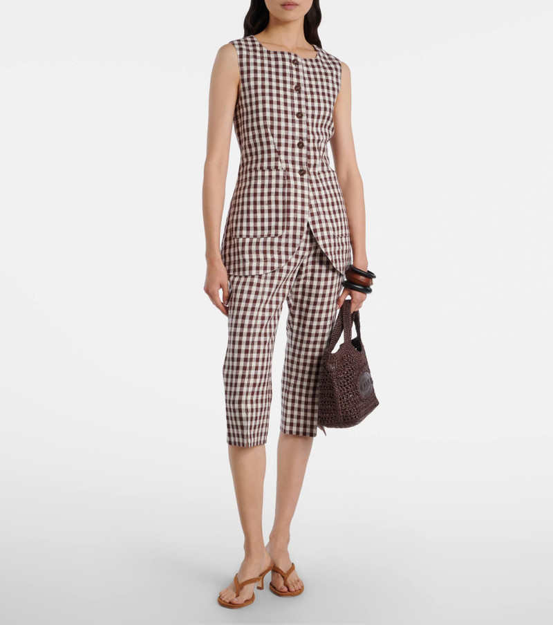 POSSE Sadie gingham linen capri pants outlook