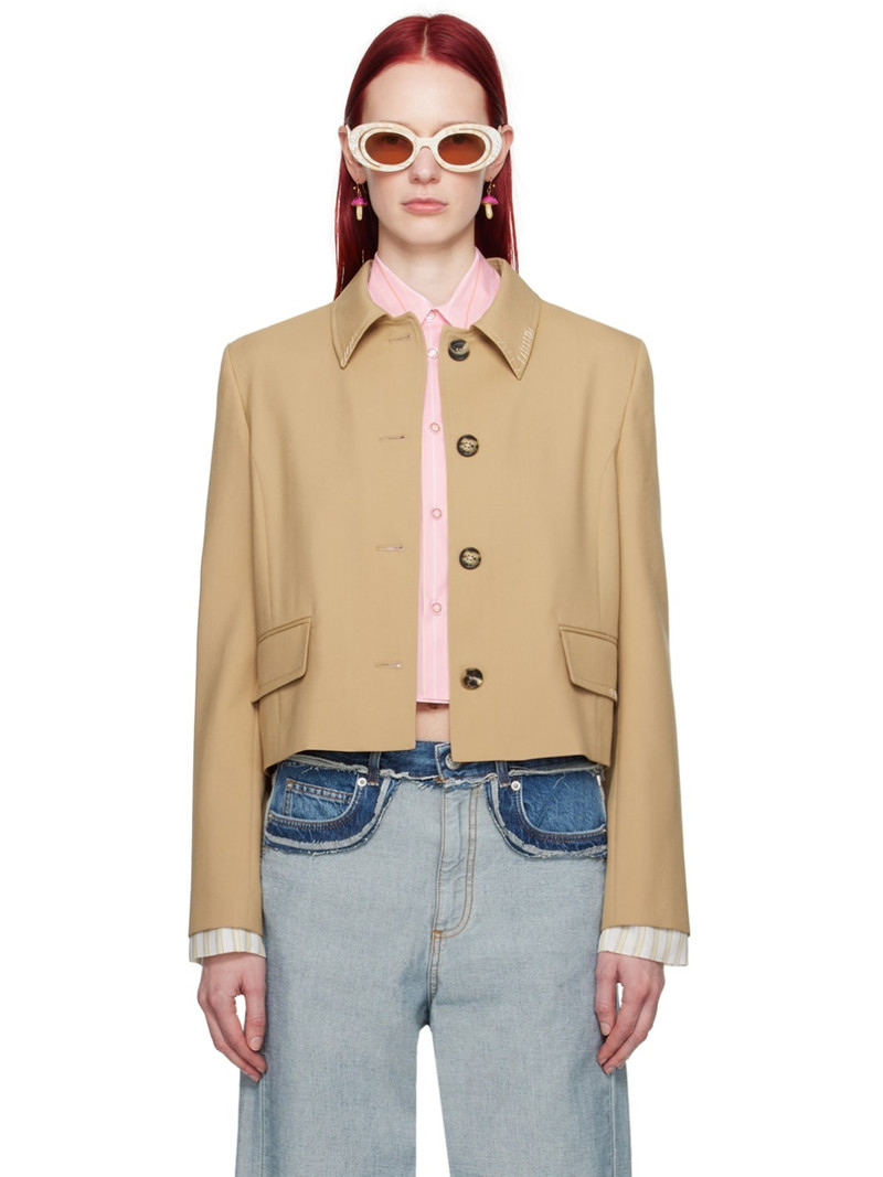Tan Cropped Jacket - 1