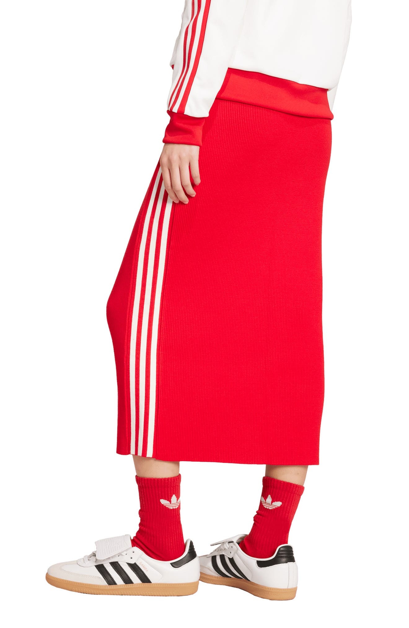 adidas 3-Stripes Midi Skirt in Better Scarlet at Nordstrom - 2